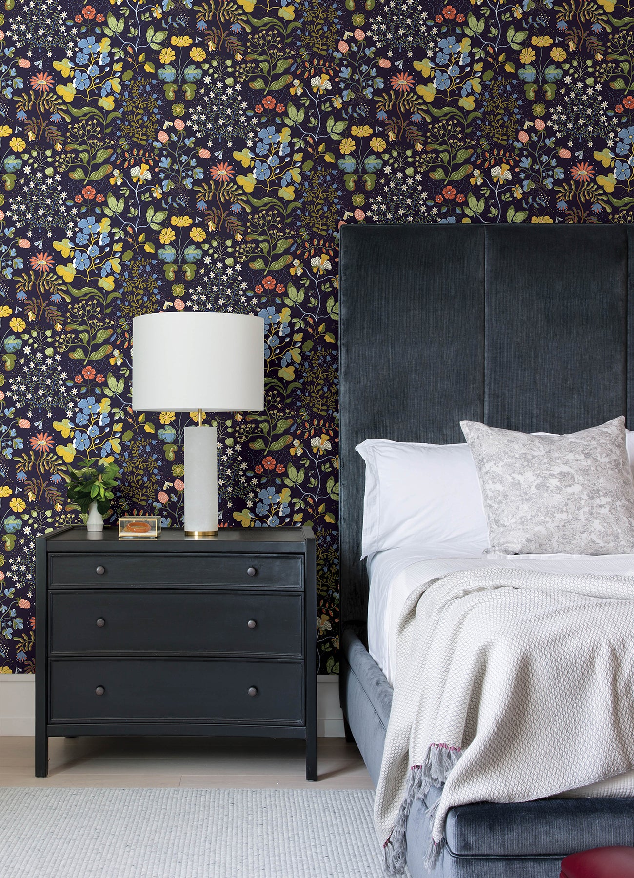 A-Street Prints 4143-22002 Groh Dark Blue Floral Wallpaper