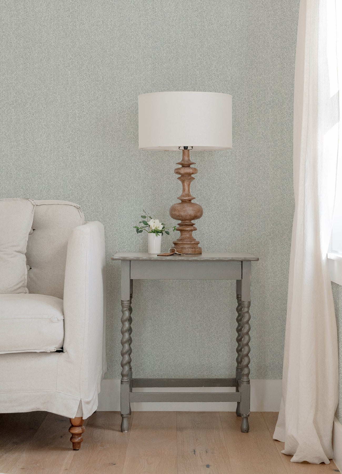 A-Street Prints 4143-26160 Ashbee Light Grey Faux Fabric Wallpaper