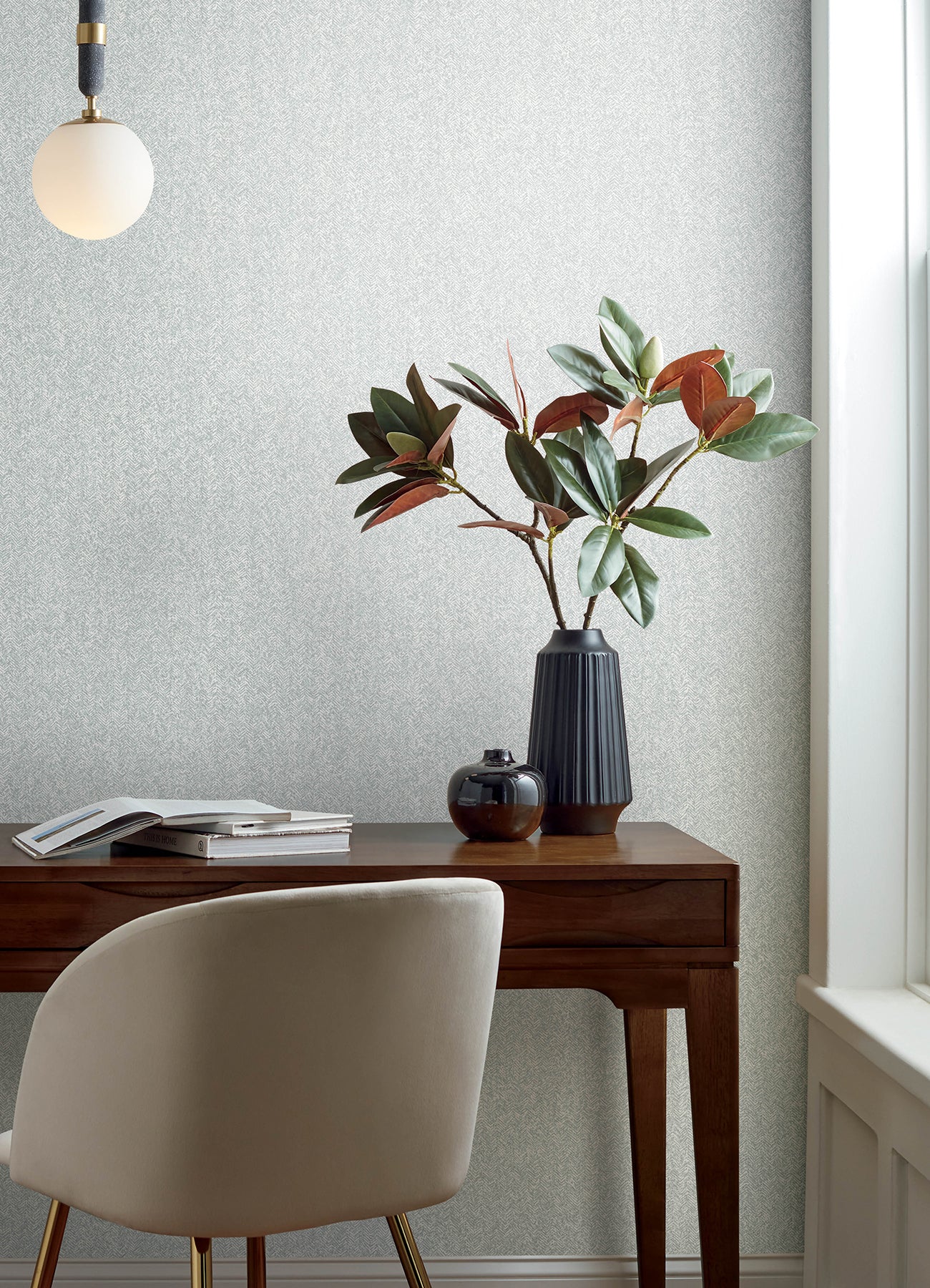 A-Street Prints 4143-26160 Ashbee Light Grey Faux Fabric Wallpaper