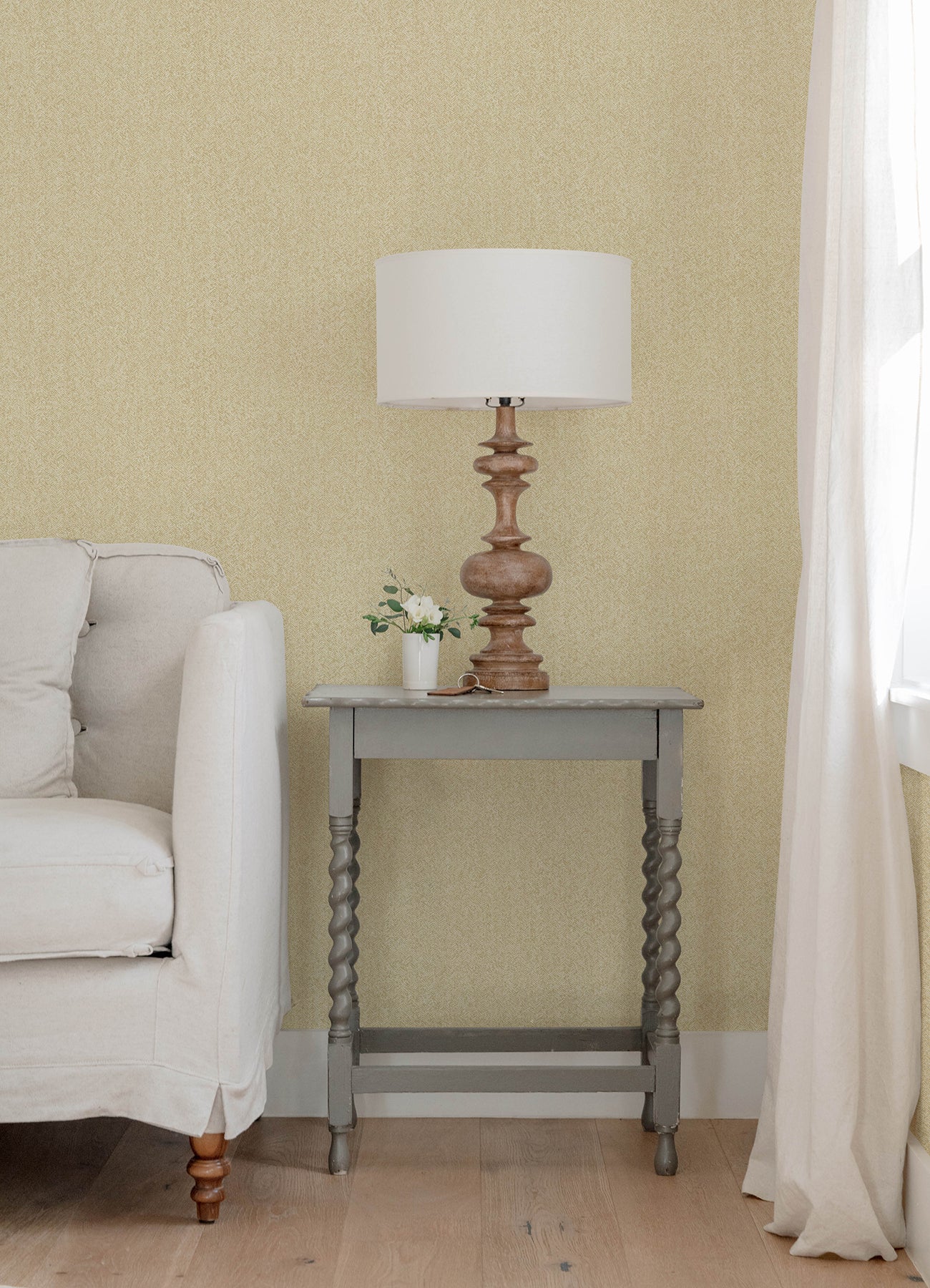 A-Street Prints 4143-26162 Ashbee Yellow Faux Fabric Wallpaper