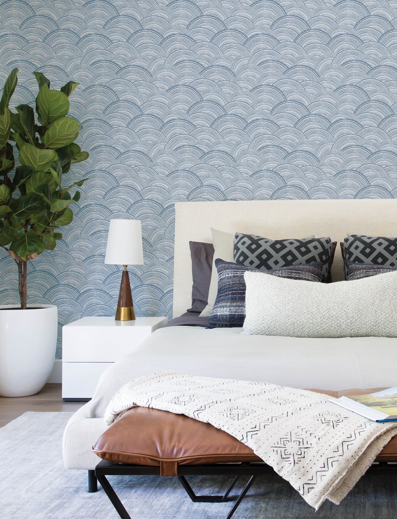 A-Street Prints 4146-27200 Encircle Indigo Geometric Wallpaper