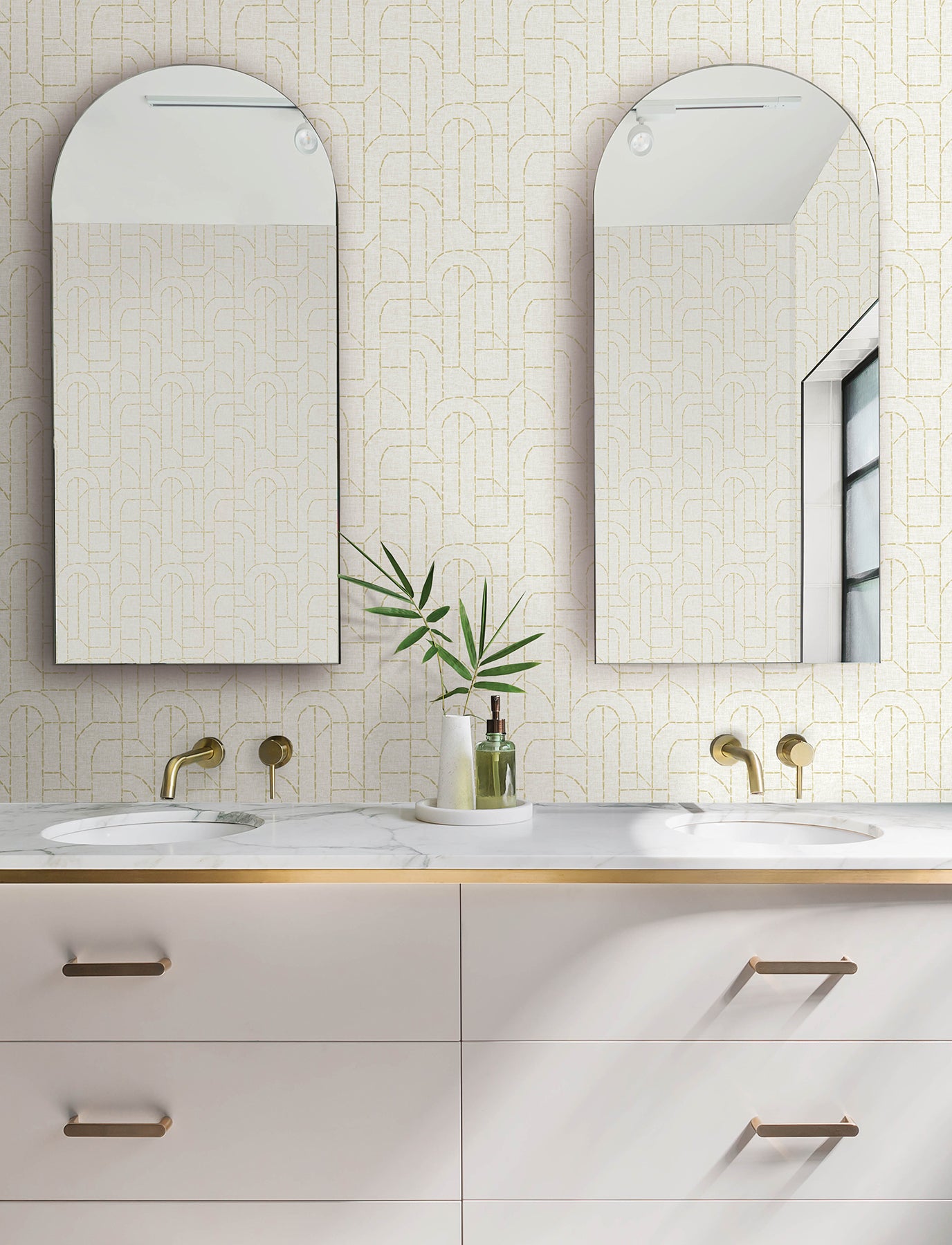 A-Street Prints 4146-27219 Integrity Yellow Arched Outlines Wallpaper