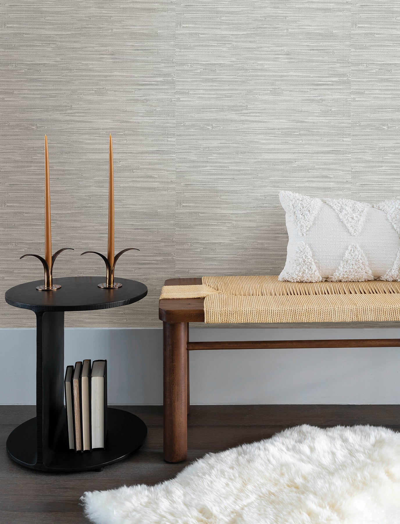A-Street Prints 4146-27263 Exhale Light Grey Woven Faux Grasscloth Wallpaper