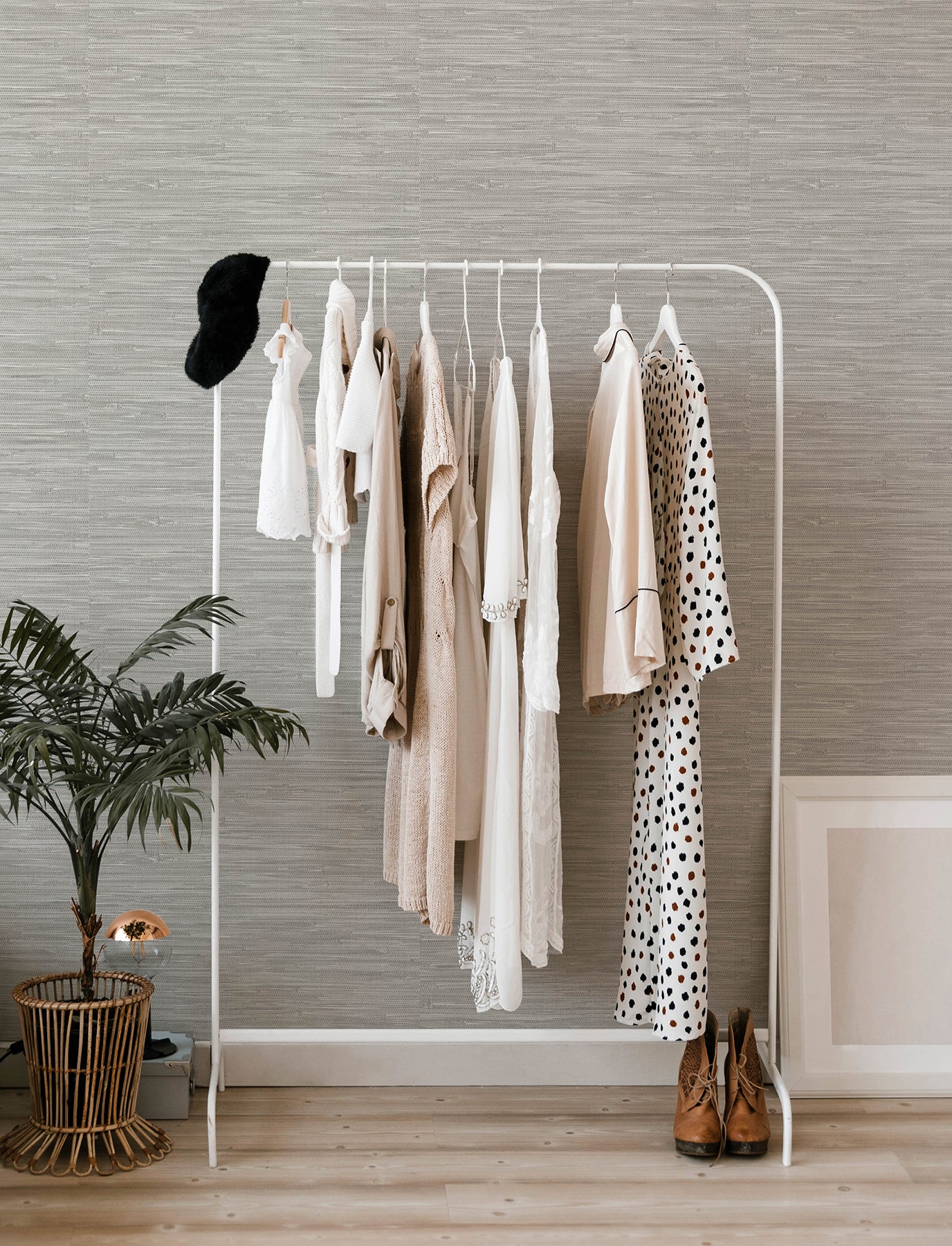 A-Street Prints 4146-27263 Exhale Light Grey Woven Faux Grasscloth Wallpaper