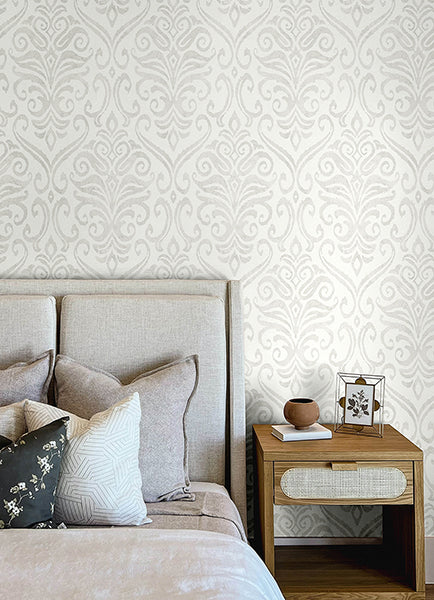 Chesapeake 4148-27437 Adavu Dove Damask Wallpaper