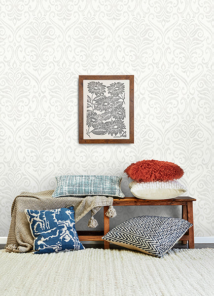 Chesapeake 4148-27437 Adavu Dove Damask Wallpaper