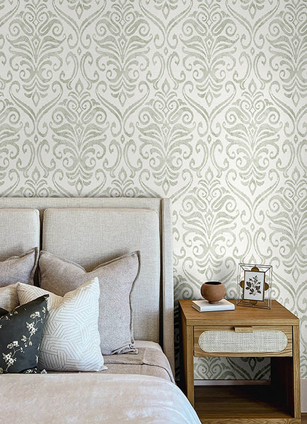 Chesapeake 4148-27441 Adavu Damask Green Wallpaper
