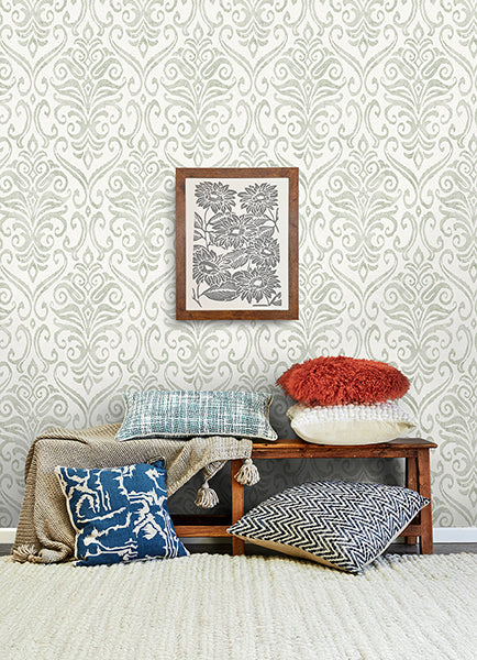 Chesapeake 4148-27441 Adavu Damask Green Wallpaper