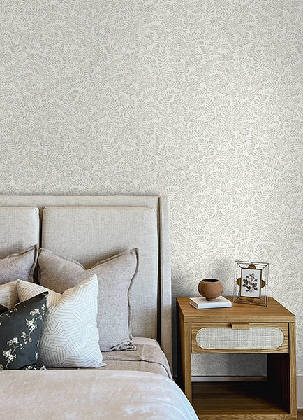 Chesapeake 4148-27445 Chrysantha Light Gray Berry Branches Wallpaper