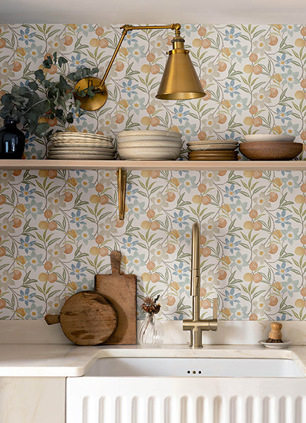 Chesapeake 4148-27449 Passiflora Apricot Fruit and Floral Wallpaper