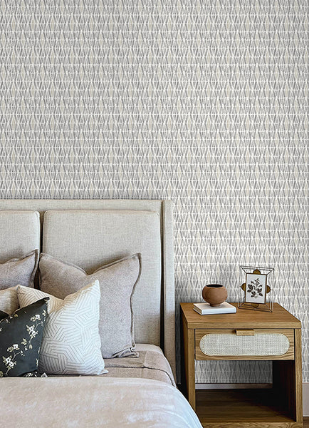 Chesapeake 4148-27463 Nabi Charcoal Geometric Wallpaper