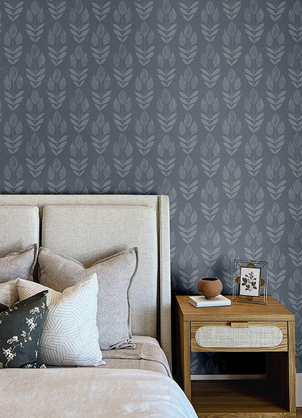 Chesapeake 4148-27473 Garland Denim Block Tulip Wallpaper