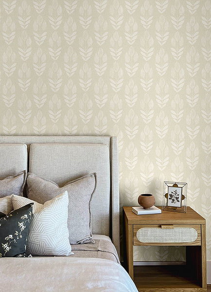 Chesapeake 4148-27474 Garland Beige Block Tulip Wallpaper