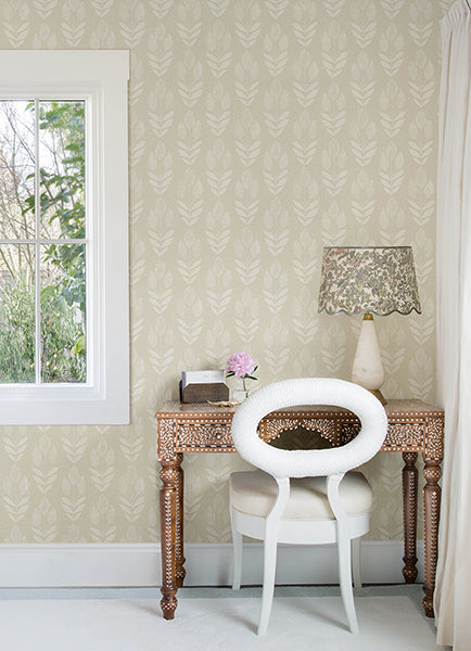 Chesapeake 4148-27474 Garland Beige Block Tulip Wallpaper