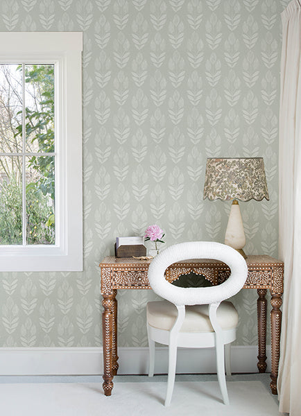 Chesapeake 4148-27475 Garland Aqua Block Tulip Wallpaper