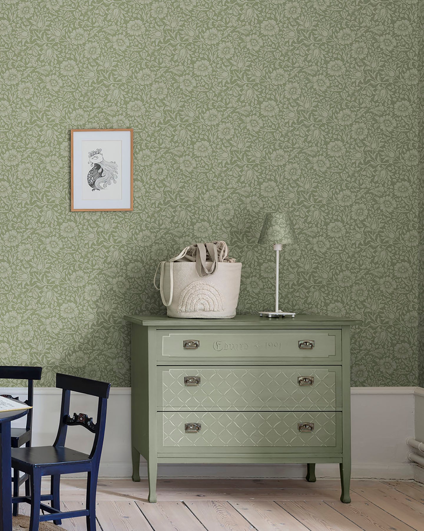 A-Street Prints 4153-82041 Mallow Green Floral Vine Wallpaper