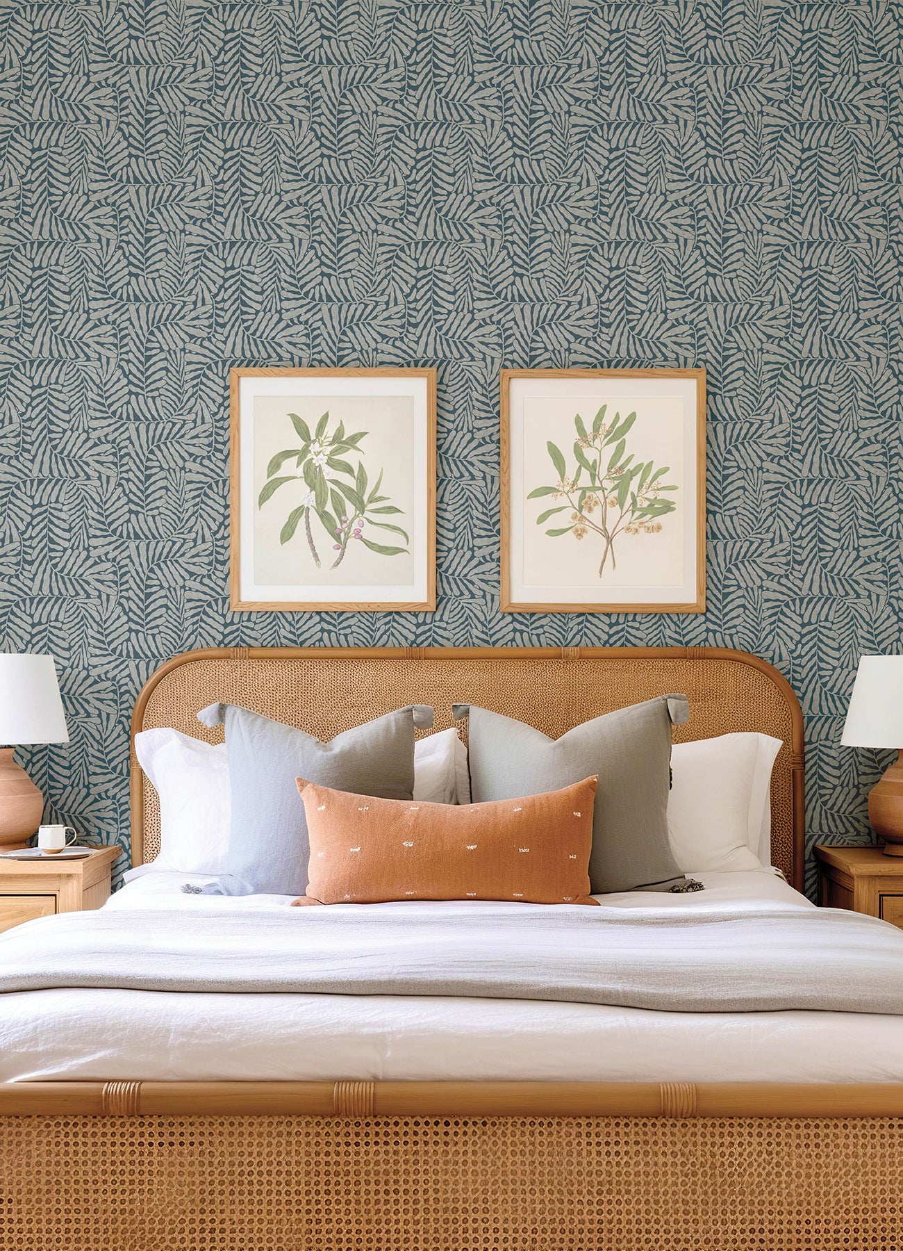 A-Street Prints 4155-27312 Gabriel Teal Fern Wallpaper