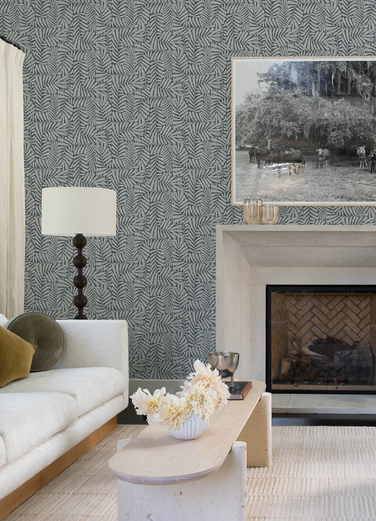 A-Street Prints 4155-27312 Gabriel Teal Fern Wallpaper