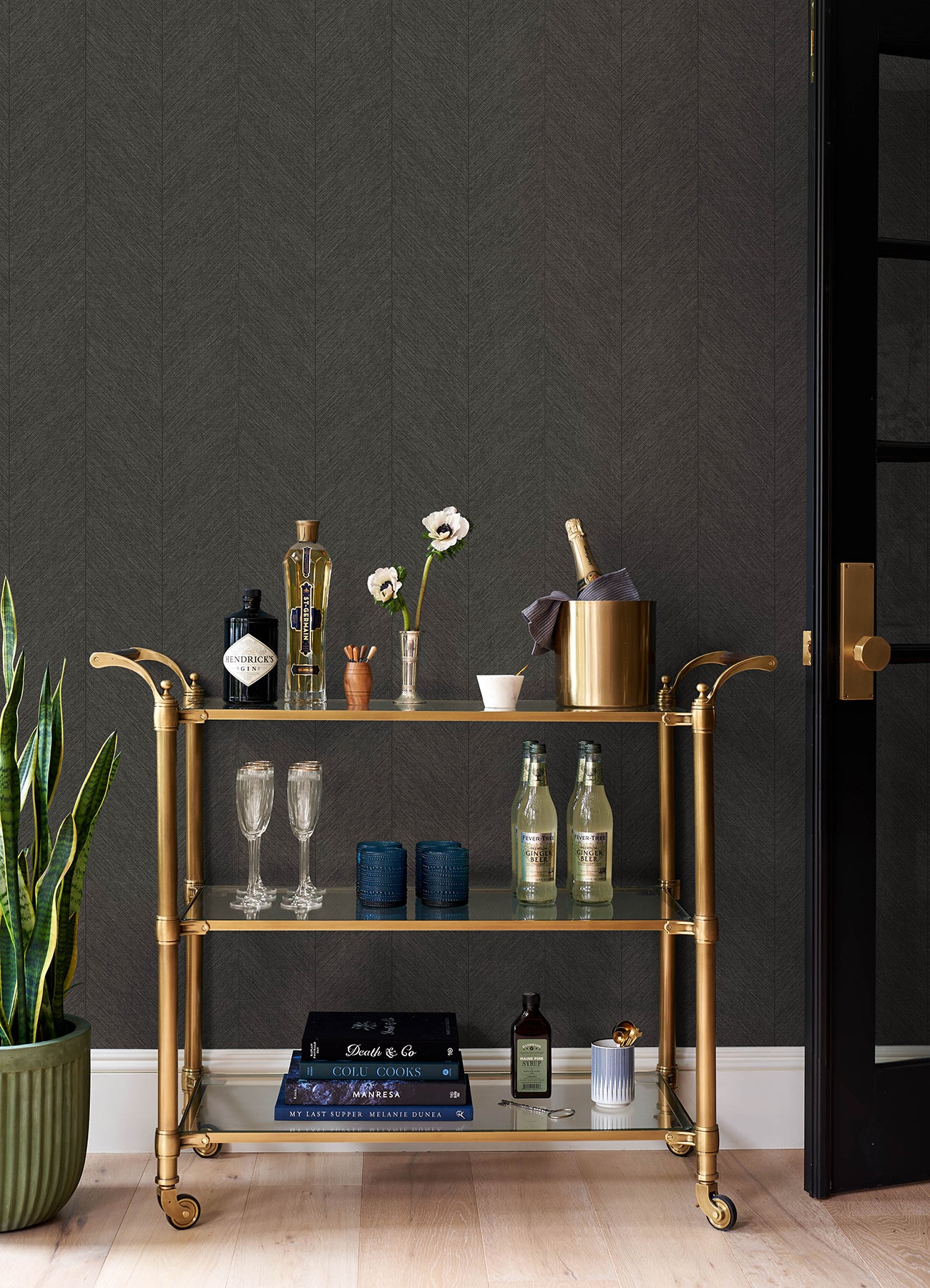 A-Street Prints 4155-27317 Kallam Espresso Chevron Wallpaper