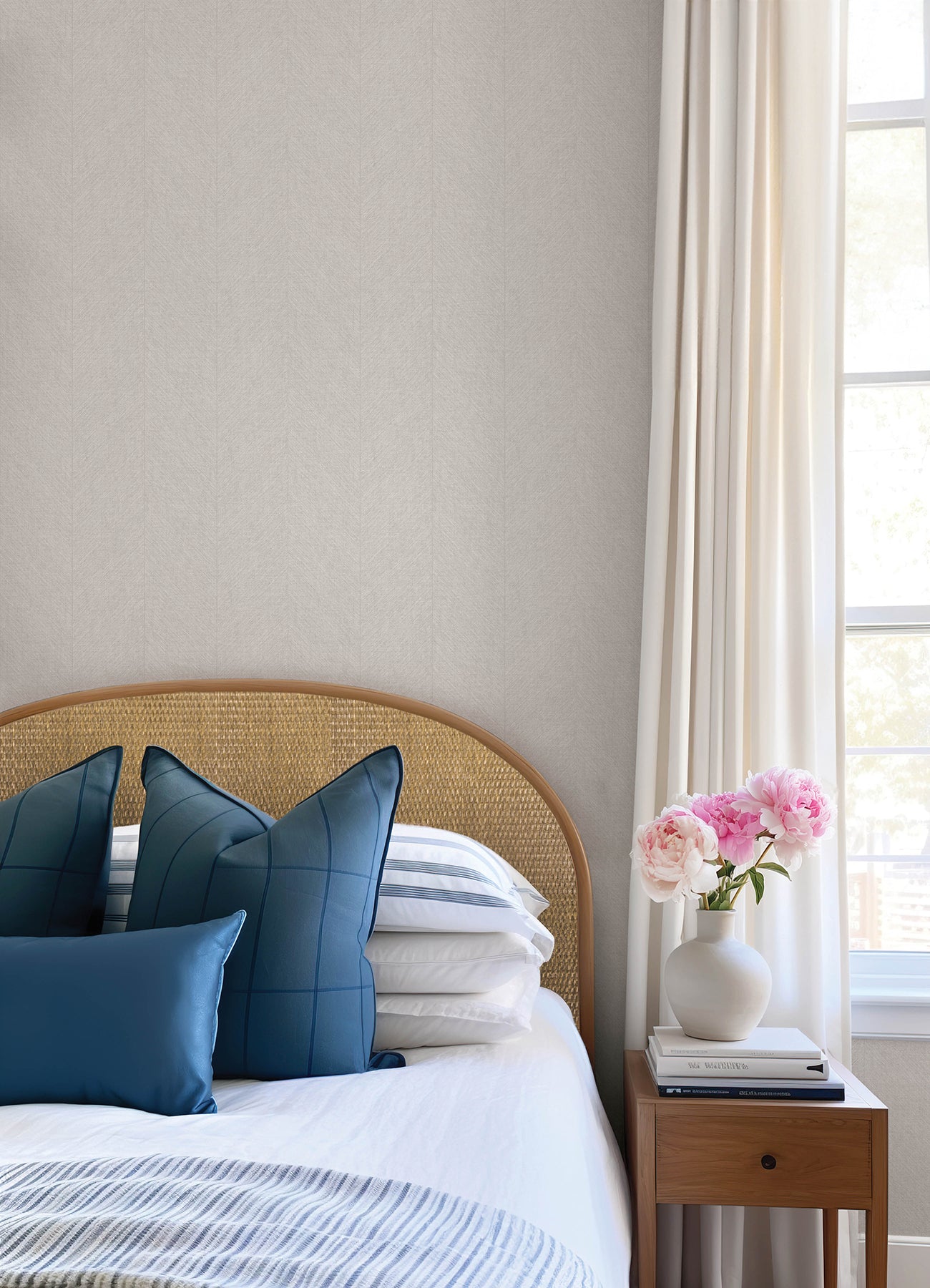A-Street Prints 4155-27322 Kallam Pearl Chevron Wallpaper