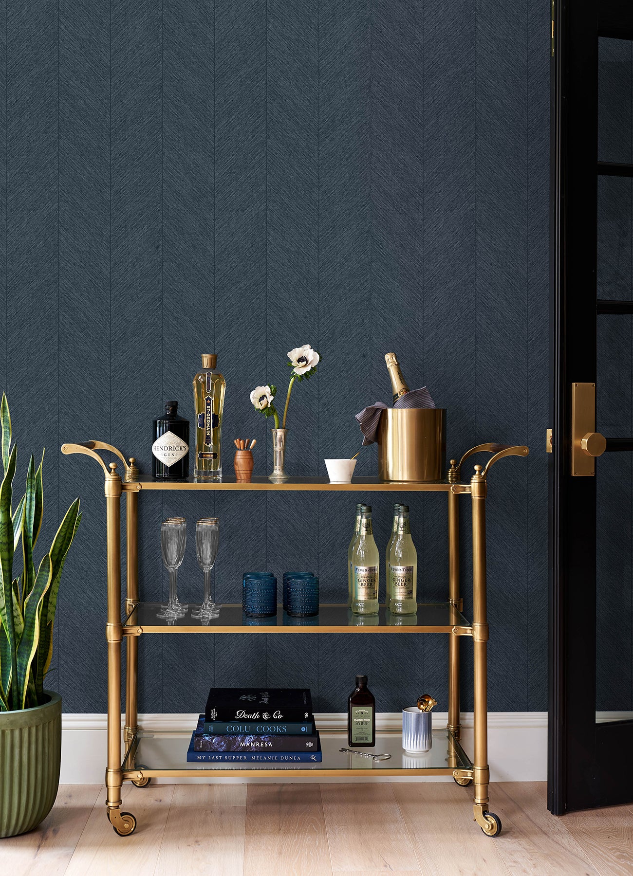 A-Street Prints 4155-27323 Kallam Indigo Chevron Wallpaper