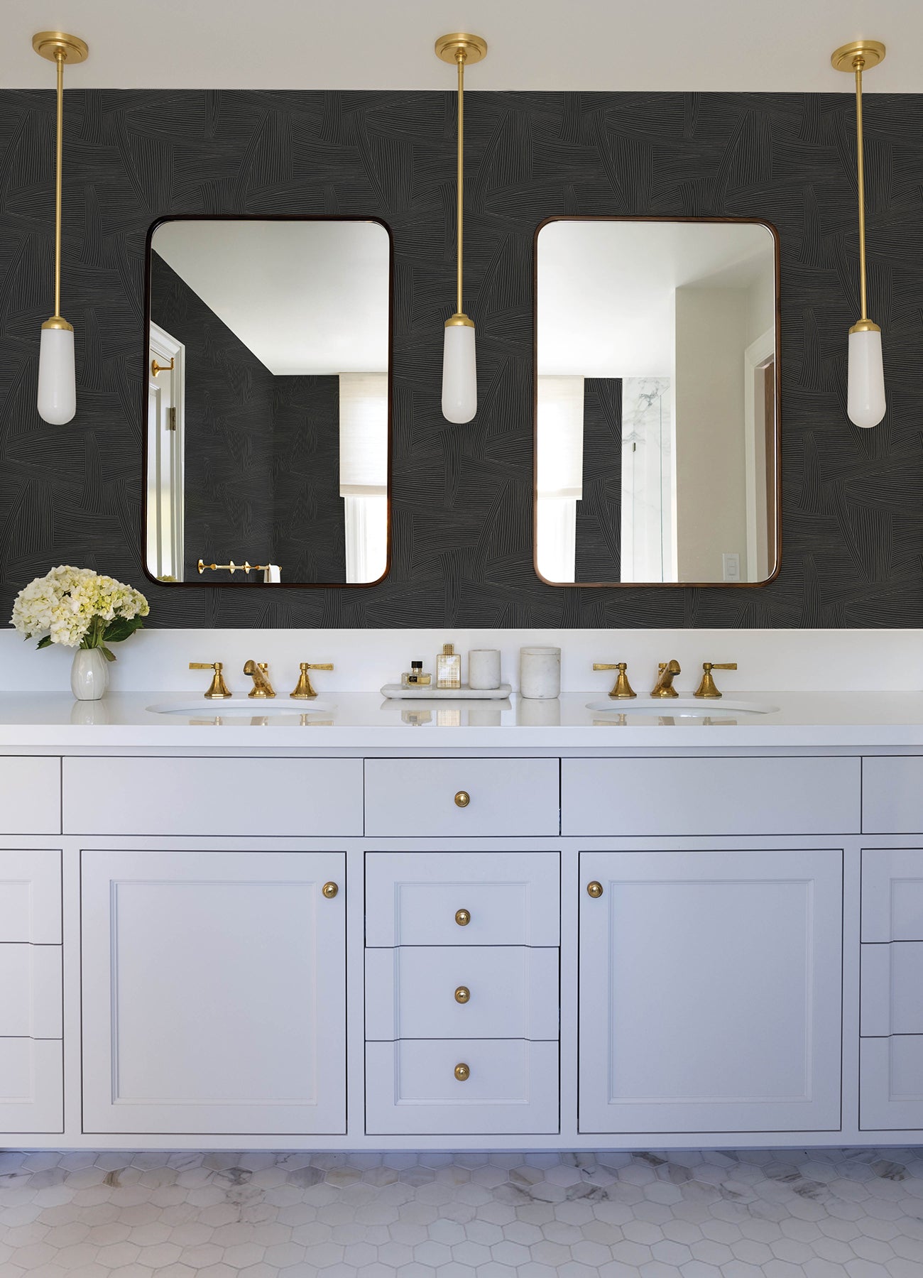 A-Street Prints 4155-27330 Reid Black Woven Geometric Wallpaper