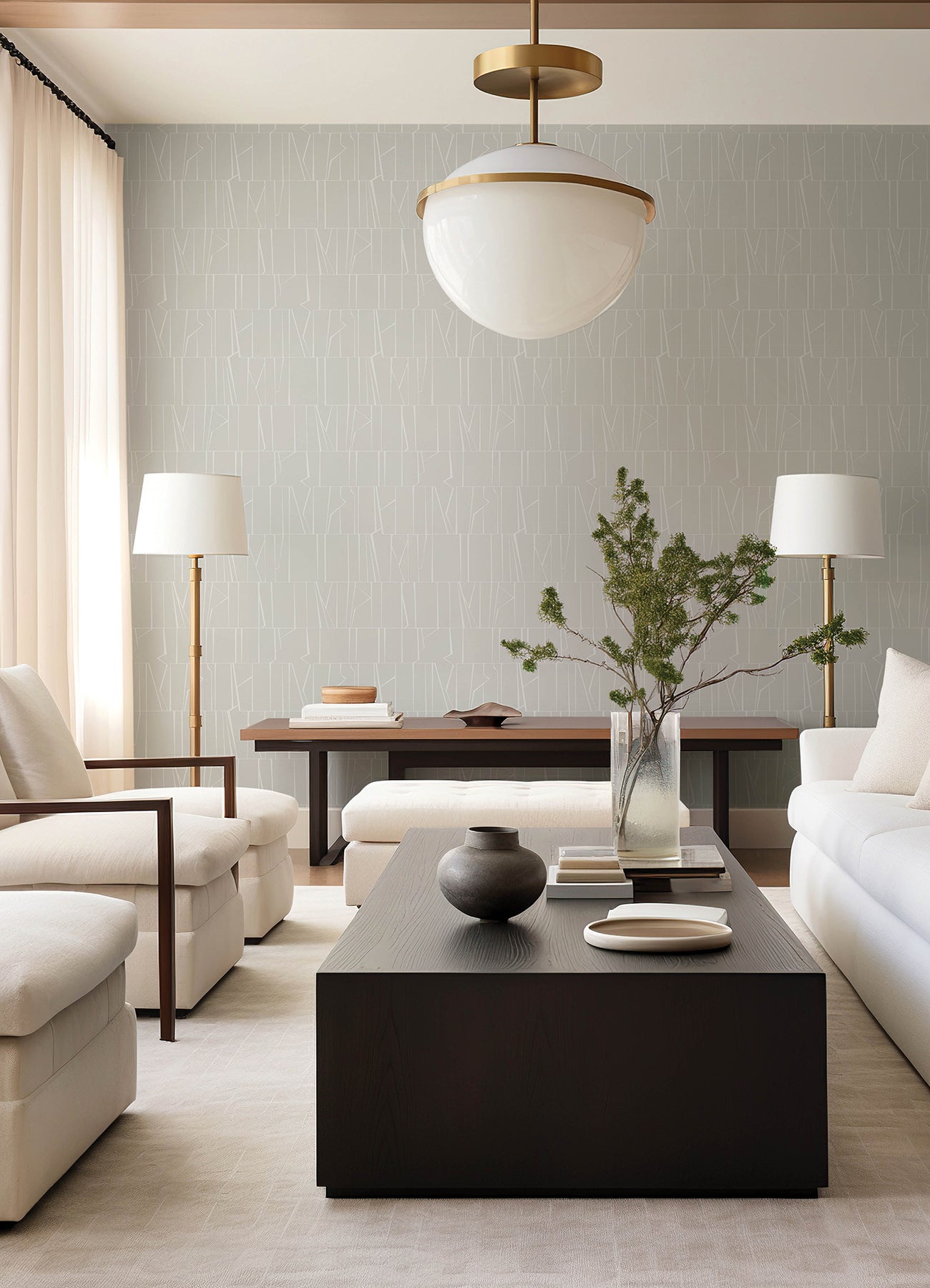 A-Street Prints 4155-72819 Huntington Silver Geometric Stripe Wallpaper