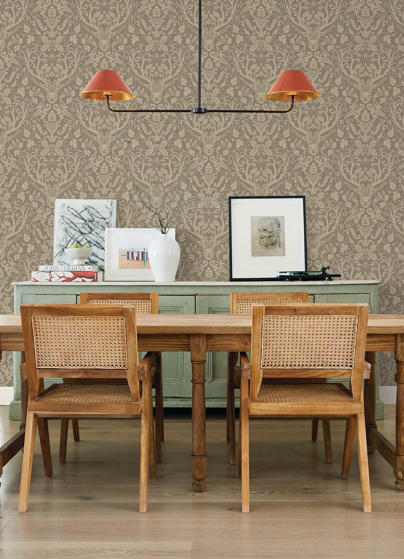 Chesapeake 4169-12705 Kiwassa Light Brown Antler Damask Wallpaper