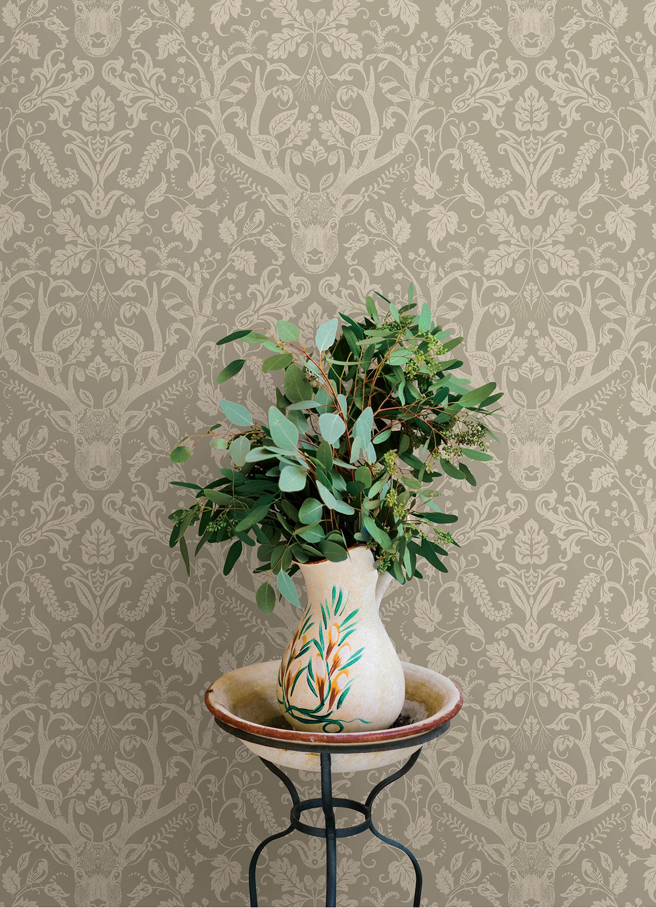 Chesapeake 4169-12706 Kiwassa Sage Antler Damask Wallpaper