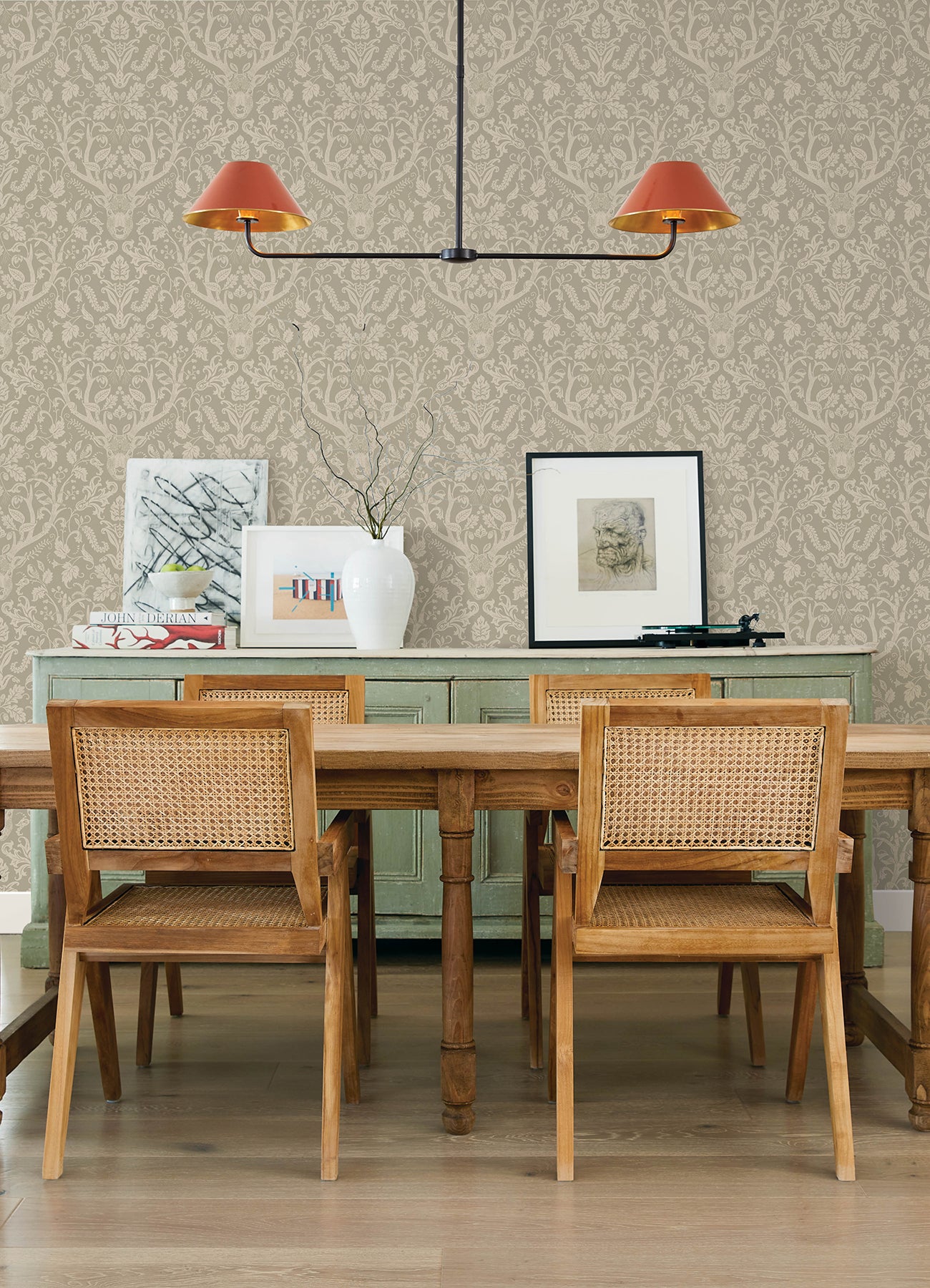Chesapeake 4169-12706 Kiwassa Sage Antler Damask Wallpaper