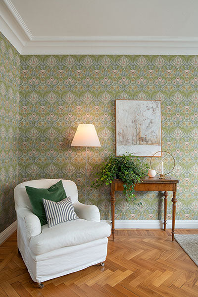 A-Street Prints 4171-82058 Myrtle Green Floral Ogee Wallpaper