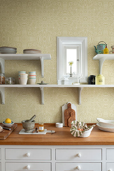 A-Street Prints 4171-82070 Ceiling Yellow Intricate Floral Wallpaper