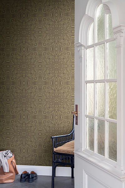 A-Street Prints 4171-82072 Ceiling Brown Intricate Floral Wallpaper