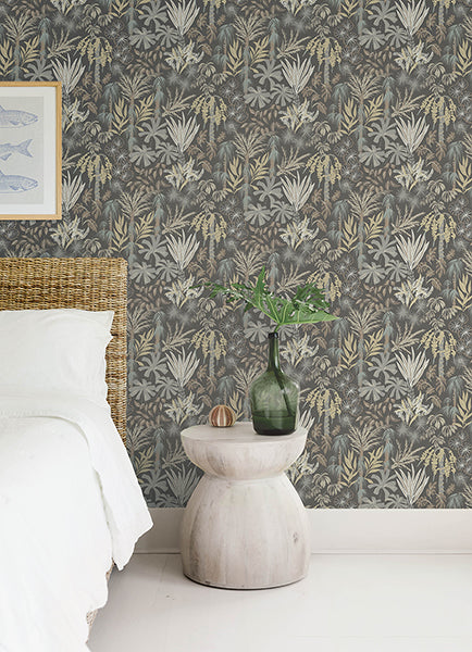 A-Street Prints 4172-27481 Everglades Gray Botanical Wallpaper