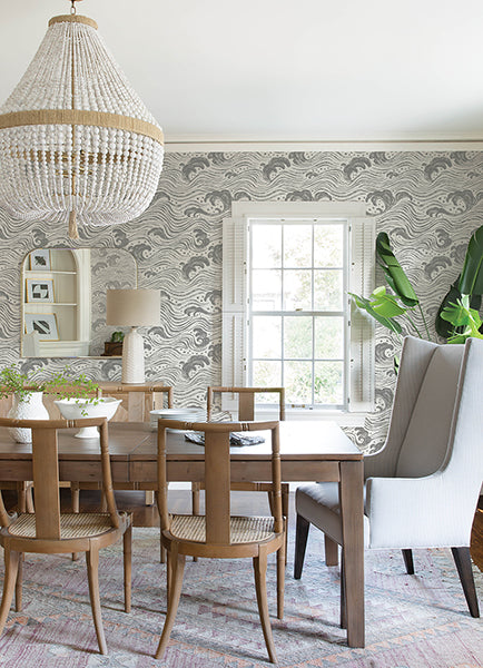 A-Street Prints 4172-27510 Swell Charcoal Ocean Wave Wallpaper