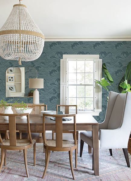 A-Street Prints 4172-27511 Swell Teal Ocean Wave Wallpaper