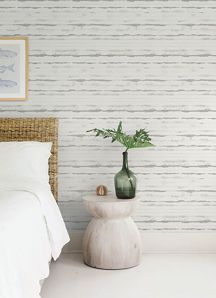 A-Street Prints 4172-27518 Destin Gray Stripe Wallpaper