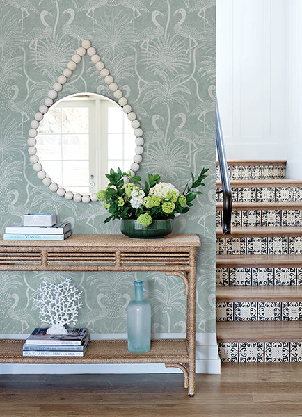 A-Street Prints 4172-82004 Biscayne Turquoise Flamingo Beach Wallpaper