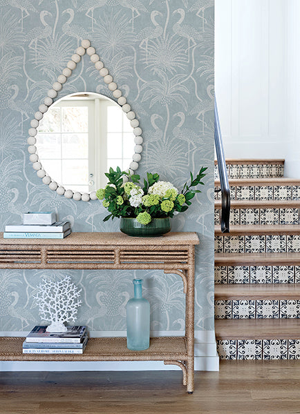 A-Street Prints 4172-82005 Biscayne Sky Blue Flamingo Beach Wallpaper