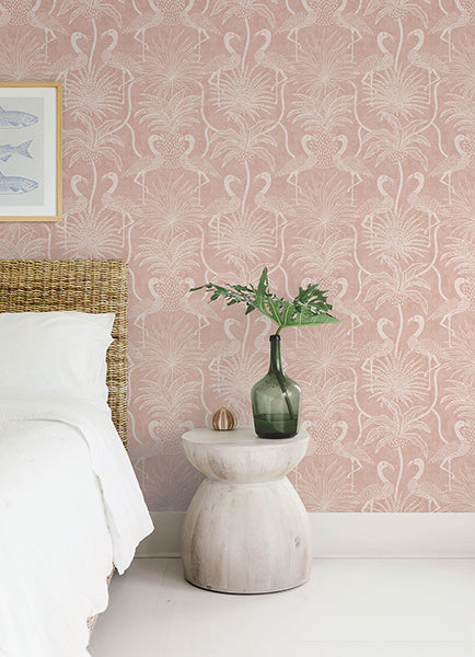 A-Street Prints 4172-82007 Biscayne Coral Flamingo Beach Wallpaper