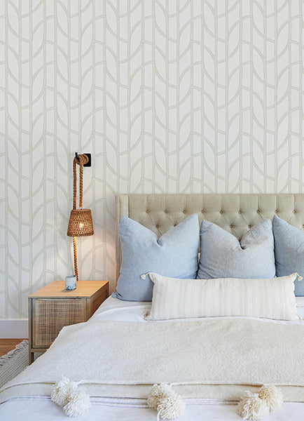 A-Street Prints 4172-82009 Salvo Light Green Curved Contours Wallpaper