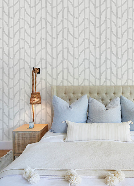 A-Street Prints 4172-82011 Salvo Silver Curved Contours Wallpaper