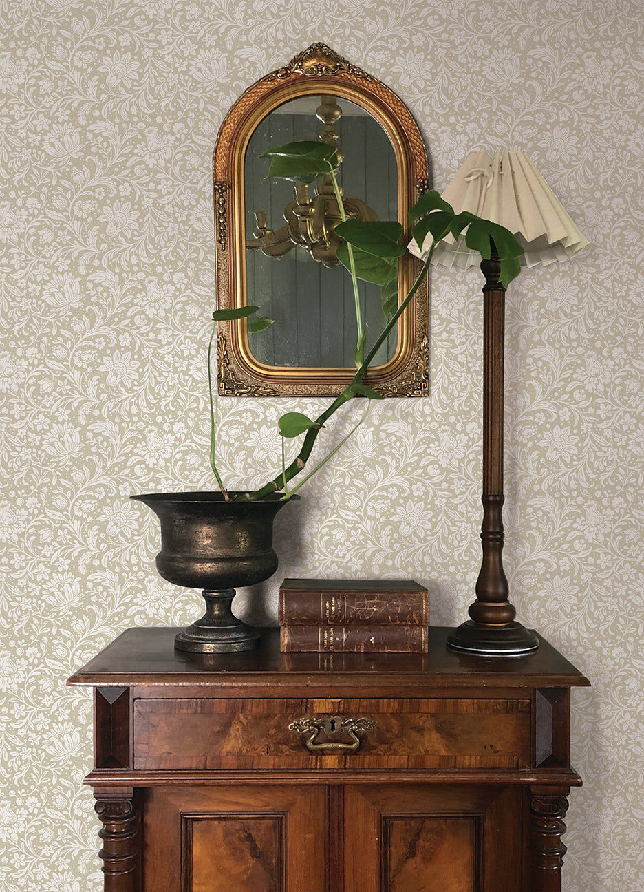 A-Street Prints 4173-27625 Hague Beige Floral Trail Wallpaper