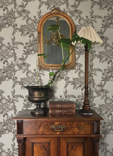 A-Street Prints 4173-27637 Gerty Black Fruit Toile Wallpaper