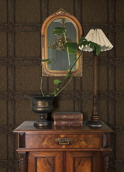 A-Street Prints 4173-27659 Moorland Dark Brown Wood Panel Wallpaper