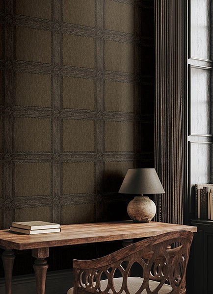 A-Street Prints 4173-27659 Moorland Dark Brown Wood Panel Wallpaper