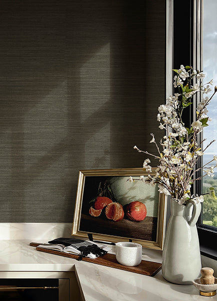A-Street Prints 4173-82103 Mycroft Slate Grasscloth Wallpaper