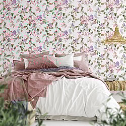 Galerie Wallcoverings 47456 Summer Bouquet Purple Lilac Wallpaper