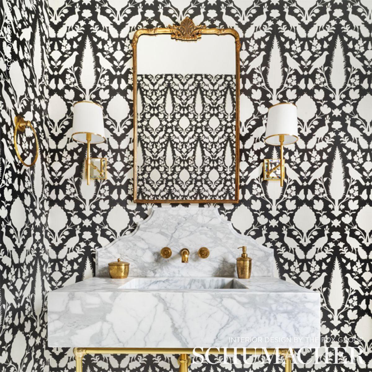 Shumacher 5004123 Chenonceau Charcoal Wallpaper