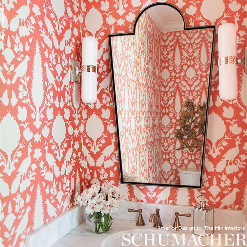 Shumacher 5004125 Chenonceau Coral Wallpaper